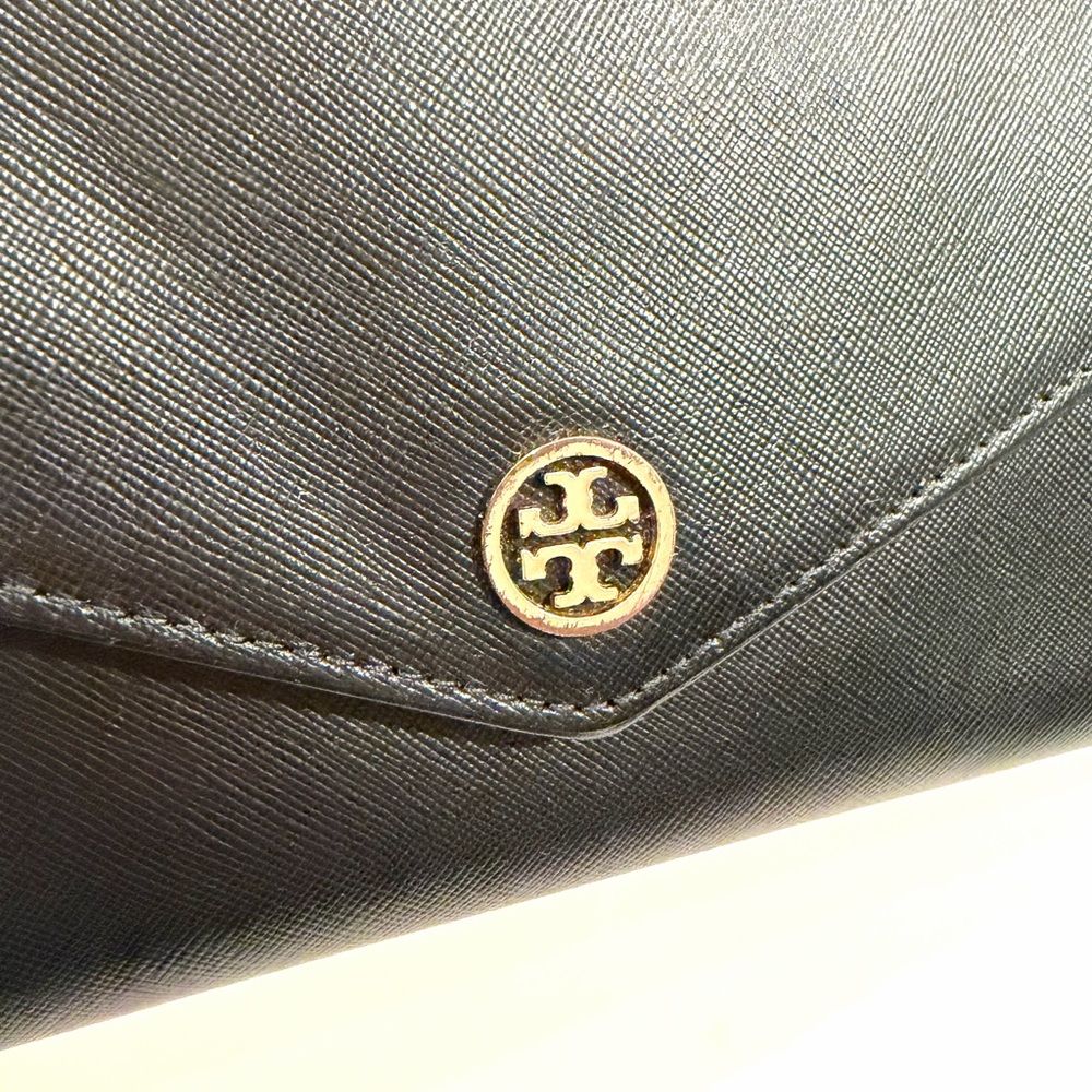 TORY BURCH•black saffiano leather envelope travel organizer clutch bag - Picture 2 of 11